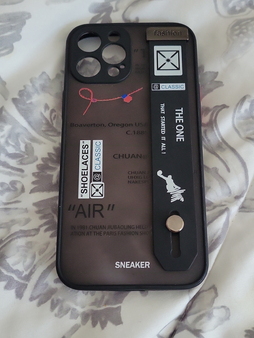 Fashion Black Transparent 'AIR' Sneaker-Style Phone Case with Grip Strap